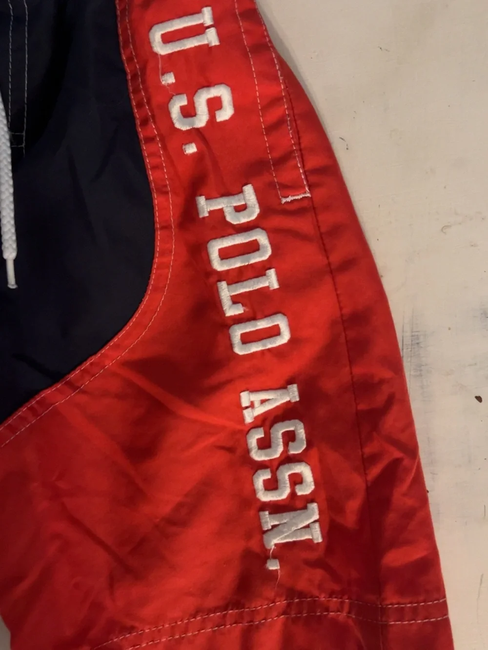 U.S. Polo Assn. Boys 2T Red & Navy Swim Shorts